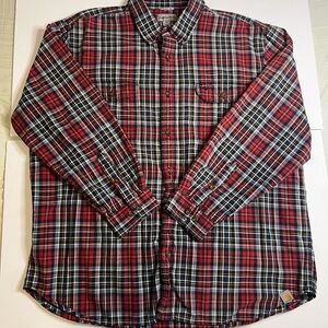 Carhartt Shirt Adult 2XL Red Work Wear Outdoors Check Plaid WIP Chore Mens